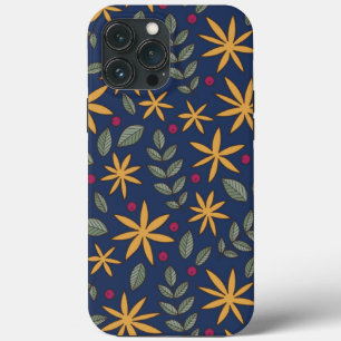 Case-Mate iPhone Case Motif floral jaune élégant sur fond bleu