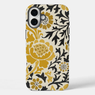 Coque Pour iPhone 16 Plus Motif floral jaune et noir de style vintage