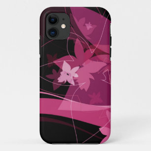 Coque iPhone 11 Motif floral magenta