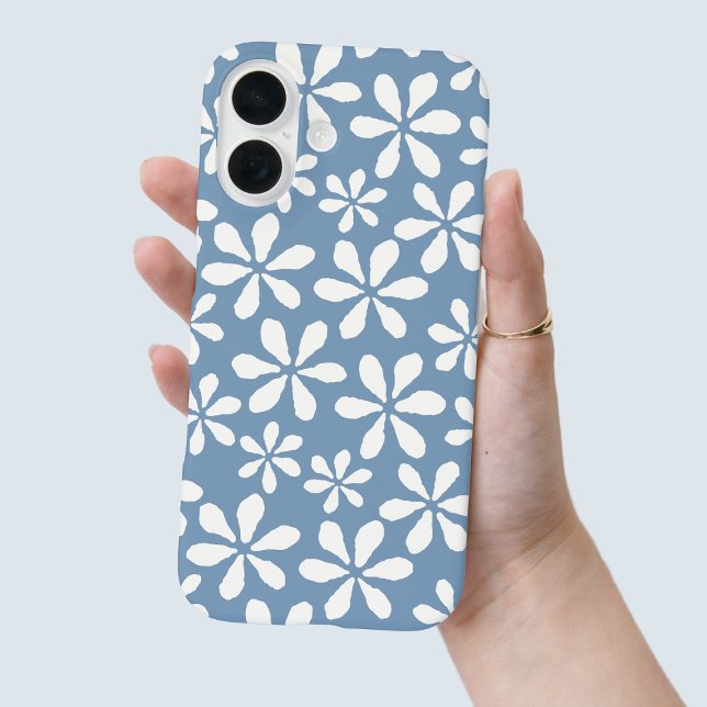 Coques Case-Mate iPhone Motif floral moderne Dusty Blue Chic Girl (Modern Dusty Blue Chic Girly Floral Flower Pattern Case-Mate iPhone Case)