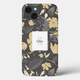 Case-Mate iPhone Case Motif Floral monogramme gris jaune