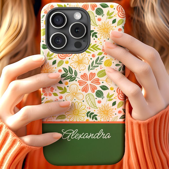 Coques Case-Mate iPhone Motif floral mou botanique Nom du script (Créateur téléchargé)