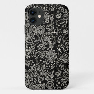 Coque Case-Mate Pour iPhone Motif floral noir et blanc de damassé