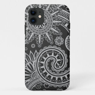 Coque iPhone 11 Motif floral noir et gris abstrait