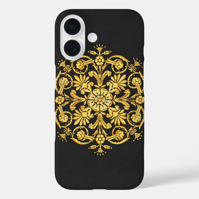 Coques Case-Mate iPhone Motif floral or et noir (Verso)