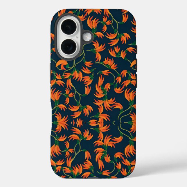 Coques Case-Mate iPhone Motif floral orange fluide (Verso)