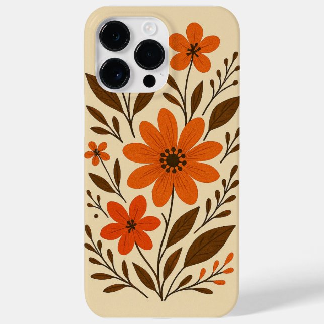Coques Case-Mate iPhone Motif floral orange rétro (Verso)