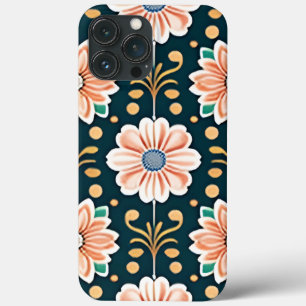 Case-Mate iPhone Case Motif floral orange sur fond noir