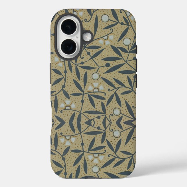 Coques Case-Mate iPhone Motif floral orné avec des vignes bleu foncé  (Verso)