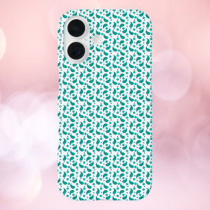 Coque Pour iPhone 16 Motif floral paisley bleu sarcelle sans couture