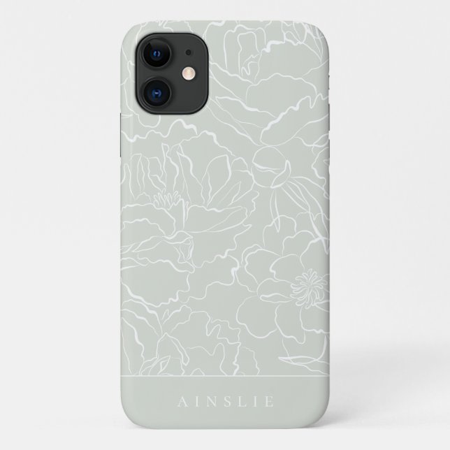 Coques Case-Mate iPhone Motif floral personnalisé Silver Sage (Dos)