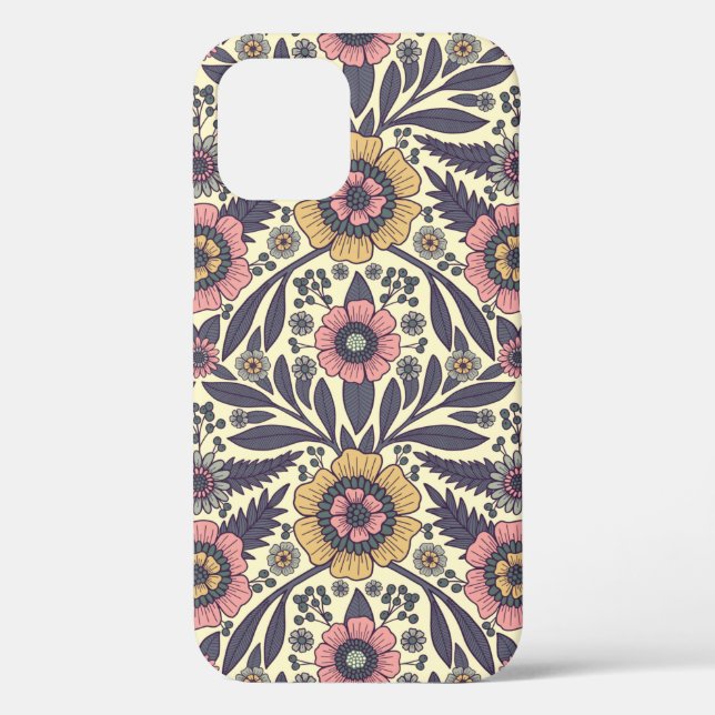 Coques Case-Mate iPhone Motif Floral rose et bleu sans joint (Verso)