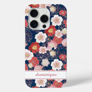 Coque Case-Mate iPhone Motif floral rose japonais monogrammé