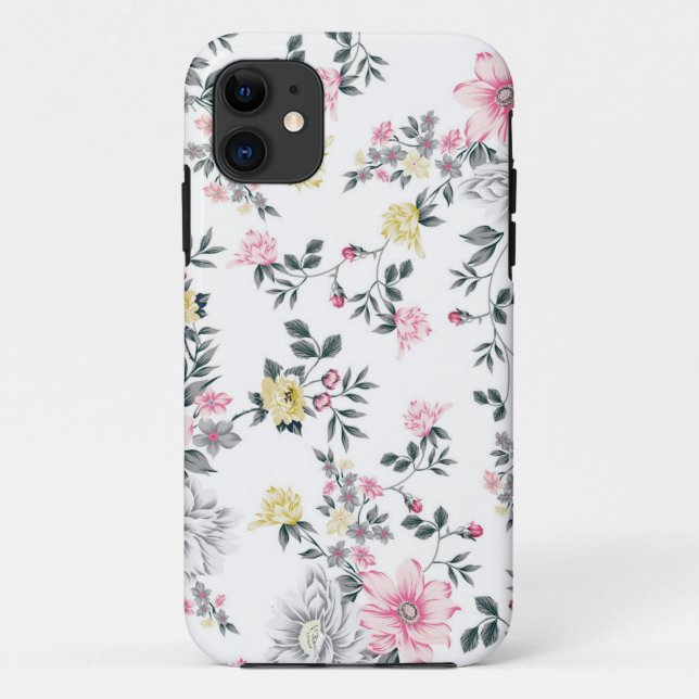 Coques Case-Mate iPhone Motif floral rose jaune (Dos)