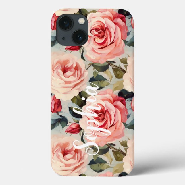 Coques Case-Mate iPhone Motif Floral Roses Roses Roses Rose Et Rouge (Verso)