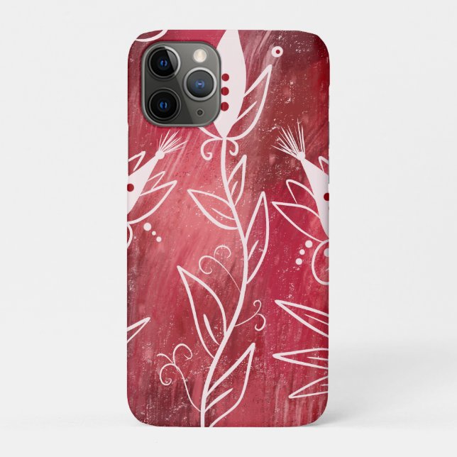 Coques Case-Mate iPhone Motif Floral Rouge Et Blanc (Dos)