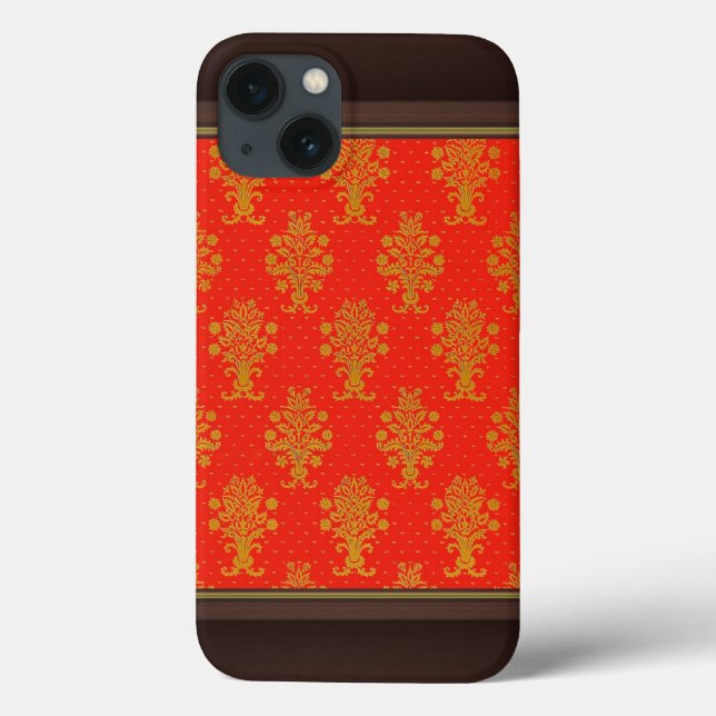Coques Case-Mate iPhone Motif Floral Rouge Et Or (Verso)