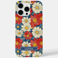 Motif floral rouge japonais monogrammé