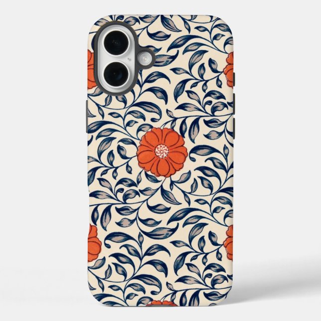 Coques Case-Mate iPhone Motif floral sans couture avec fleur orange vibran (Verso)