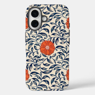 Coque Pour iPhone 16 Motif floral sans couture avec fleur orange vibran