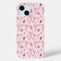 Motif floral sans couture avec ruban rose mignon