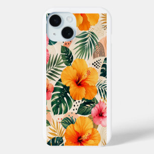 Coque Case-Mate iPhone Motif floral sans couture d'Hibiscus Tropical Vibr