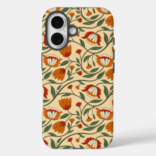 Coque Pour iPhone 16 Motif floral sans couture sur fond beige