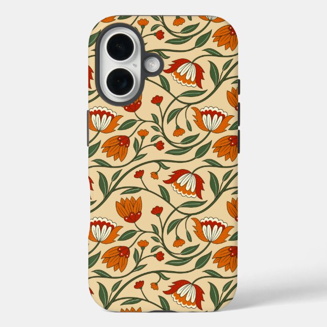 Coques Case-Mate iPhone Motif floral sans couture sur fond beige (Verso)