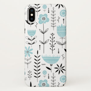 Case-Mate iPhone Case Motif floral scandinave bleu Monogramme