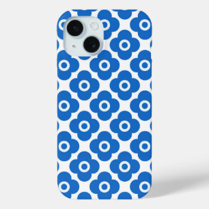 Coque Case-Mate iPhone Motif floral simple bleu et blanc rétro floral