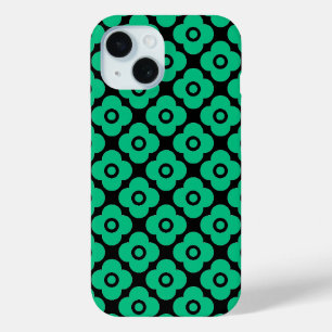 Coque Case-Mate iPhone Motif floral simple vert et blanc rétro