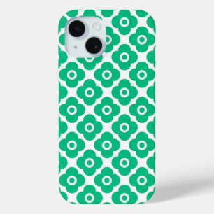 Coque Case-Mate iPhone Motif floral simple vert et blanc rétro