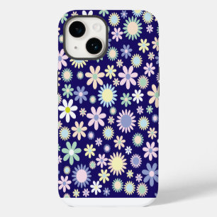 Coque Case-Mate iPhone Motif floral sur fond bleu