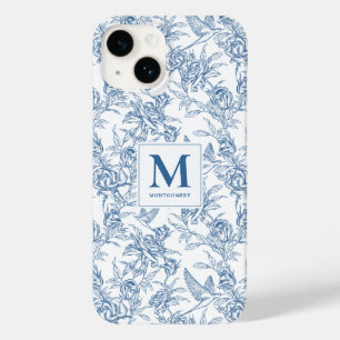 Coque Case-Mate iPhone Motif floral Toile de Jouy française bleue Monogra