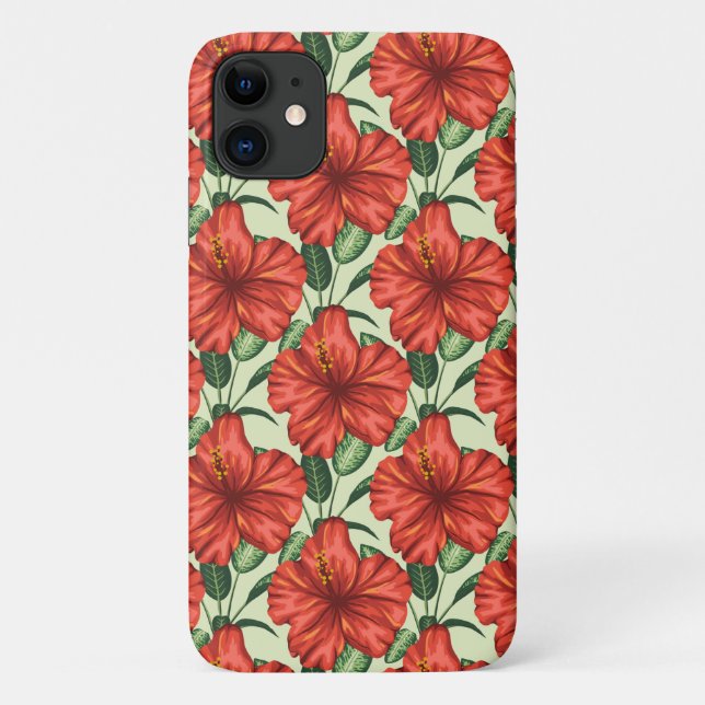 Coques Case-Mate iPhone Motif floral tropical sans couture fleurs rouges (Dos)