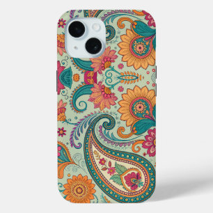 Coque Case-Mate iPhone Motif floral vert clair Paisley Boho vibrant