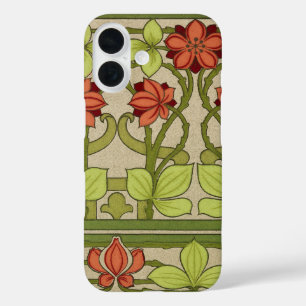 Coque Pour iPhone 16 Motif floral vert sauge Art nouveau vintage