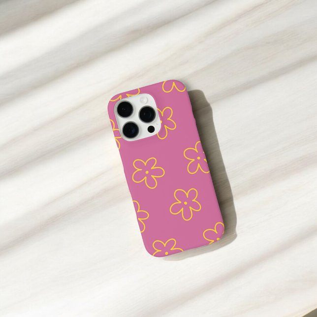 Coques Case-Mate iPhone Motif floral violet et jaune rétro chic  (Créateur téléchargé)