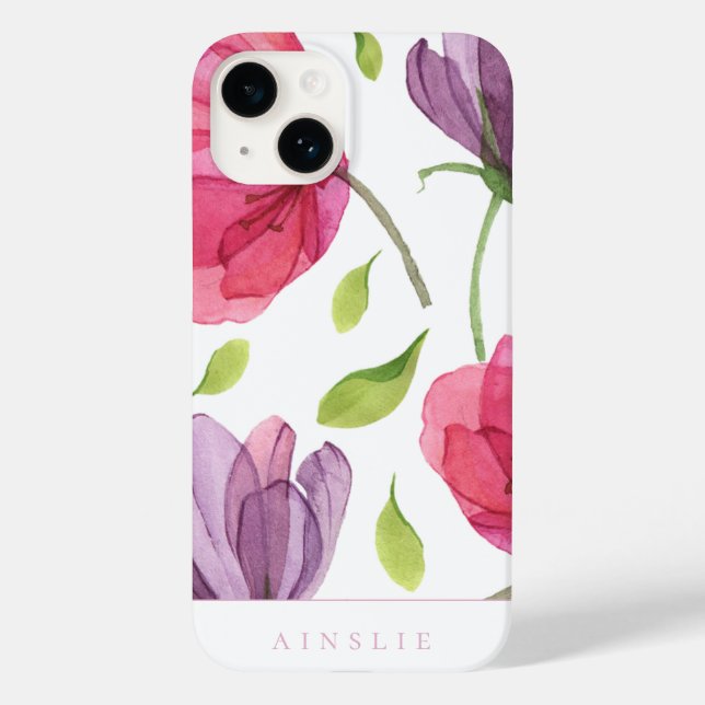 Coques Case-Mate iPhone Motif floral violet vaporeux (Verso)
