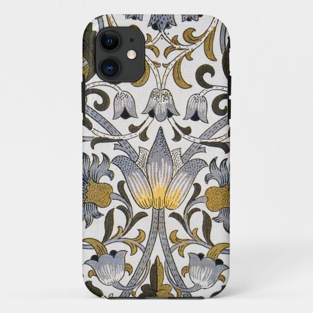 Coques Case-Mate iPhone Motif floral William Morris Lodden : bleu or  (Dos)