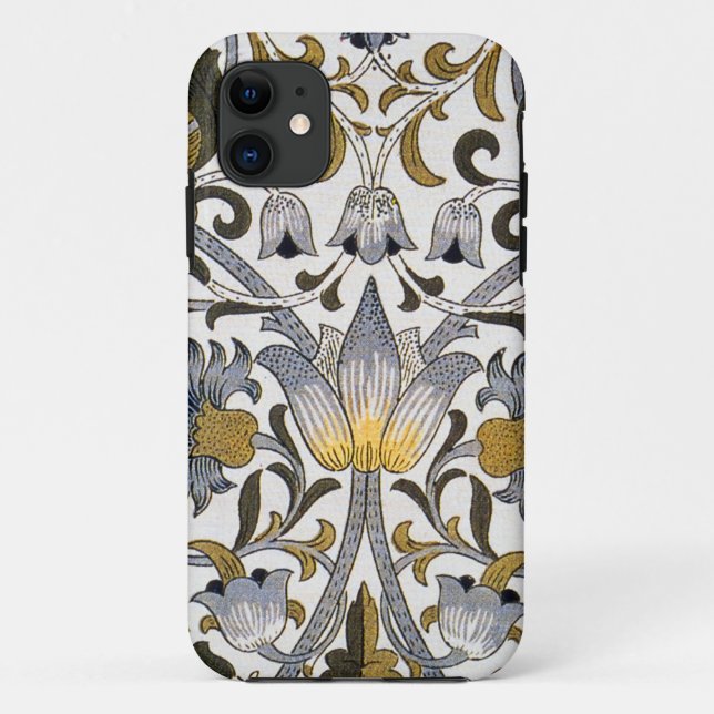 Coques Case-Mate iPhone Motif floral William Morris Lodden : bleu or  (Dos)
