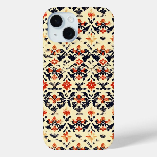 Coques Case-Mate iPhone Motif folklorique crème jaune (Verso)