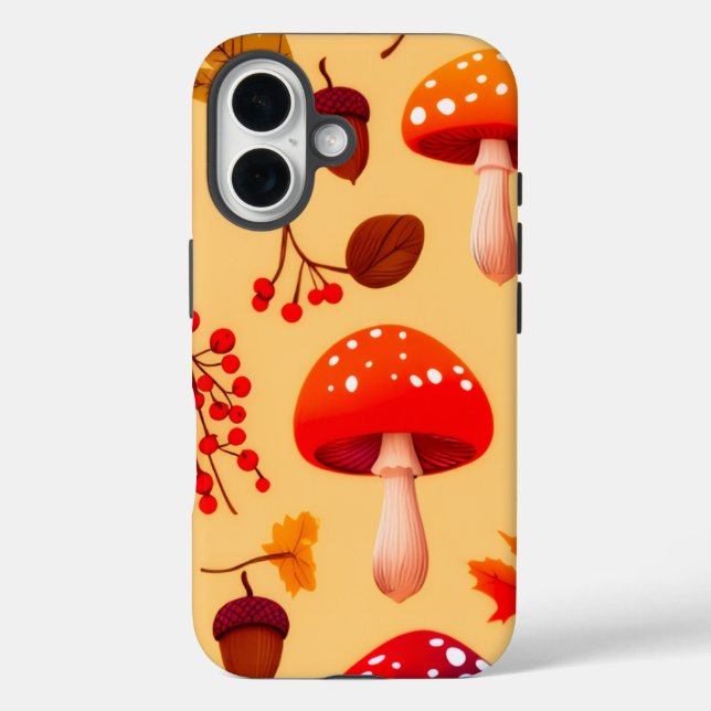 Coques Case-Mate iPhone Motif forestier d'automne avec champignons, Feuill (Verso)