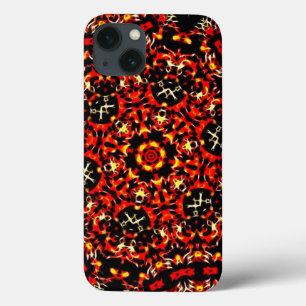 Etui iPhone 13 Motif fractal rouge vif