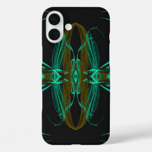 Coque Pour iPhone 16 Plus Motif fractal vert s'adapte à tous les cas