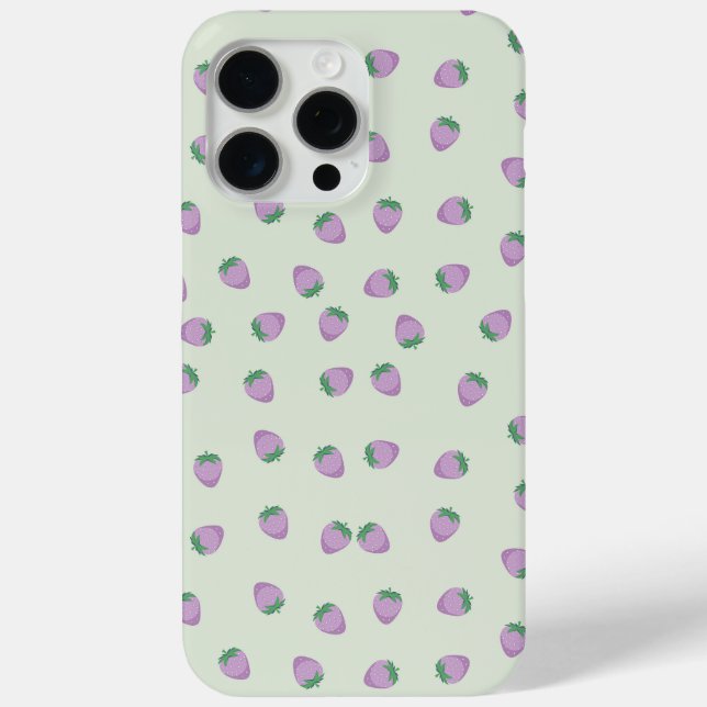 Coques Case-Mate iPhone Motif Fraise Violette sur Fond Vert (Verso)