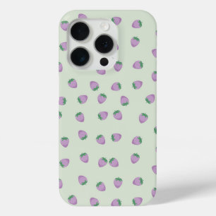 Coque Case-Mate iPhone Motif Fraise Violette sur Fond Vert