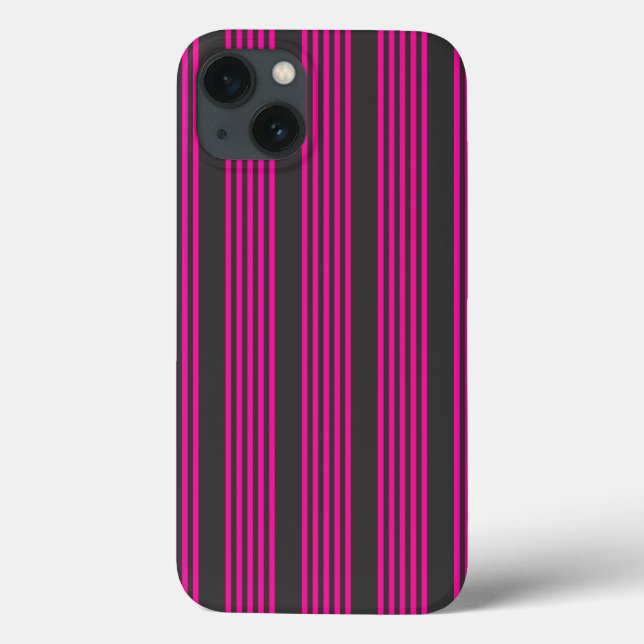 Coques Case-Mate iPhone Motif Fuchsia et charbon de bois cinq bandes (Verso)