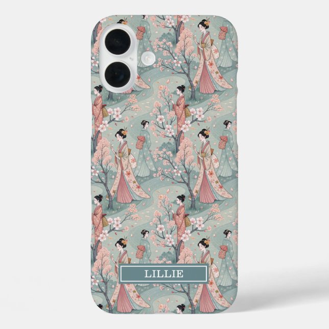 Coques Case-Mate iPhone Motif Geisha Sakura Japonais Monogrammé (Verso)