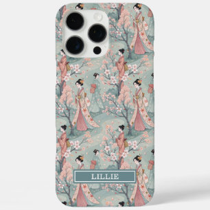 Coque iPhone 16 Pro Max Motif Geisha Sakura Japonais Monogrammé